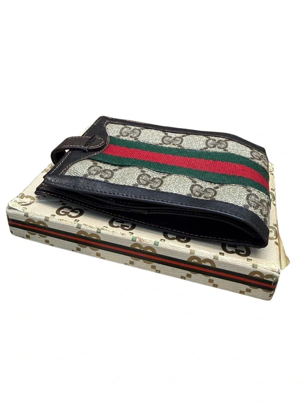 Vintage Gucci Accessory Collection GG Supreme Web Stripe Bifold Wallet Italy